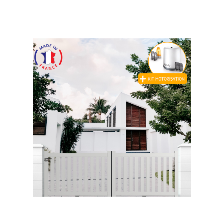 Portail aluminium coulissant ajouré en kit+ Motorisation - L.3000 (entre piliers) X H.1200 mm