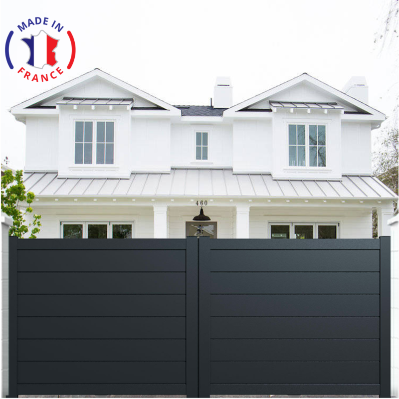 Portail aluminium coulissant plein en kit
