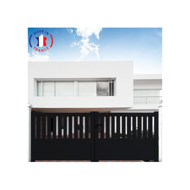 Portail aluminium battant semi-ajouré en kit