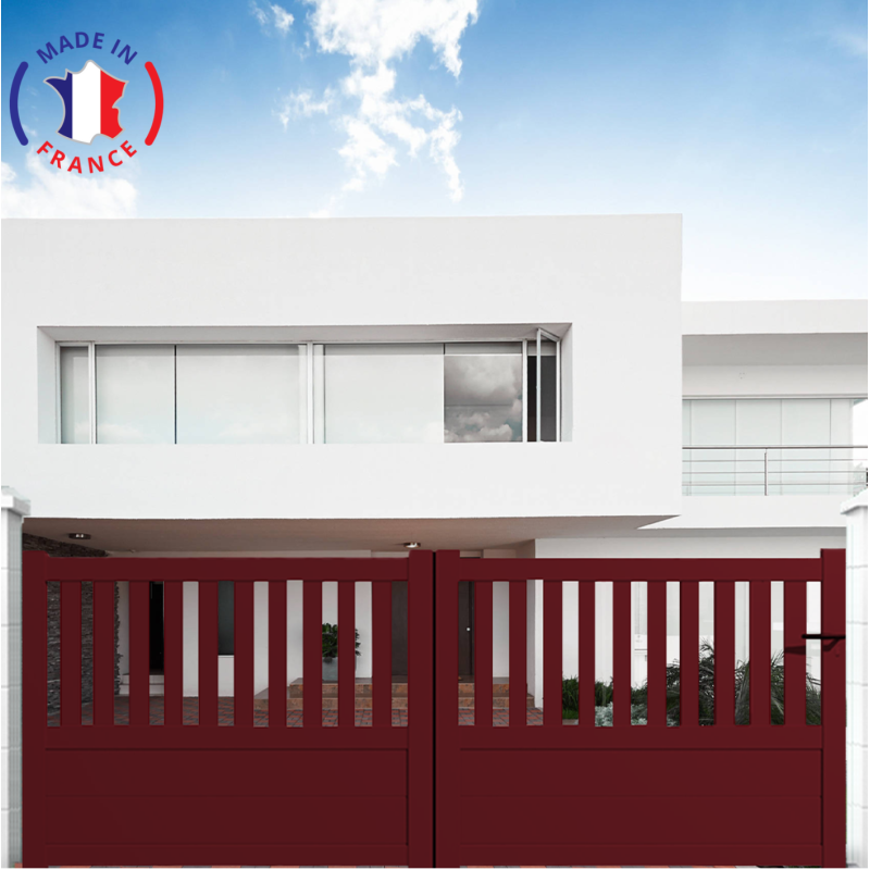 Portail aluminium coulissant semi-ajouré en kit