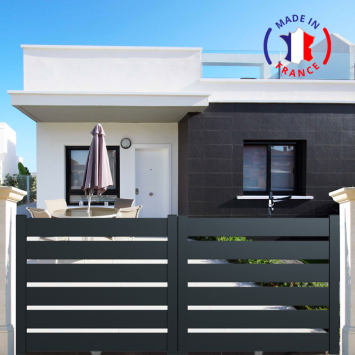 Portail aluminium coulissant SAH en kit - L.3000 (entre piliers) X H.1500 mm