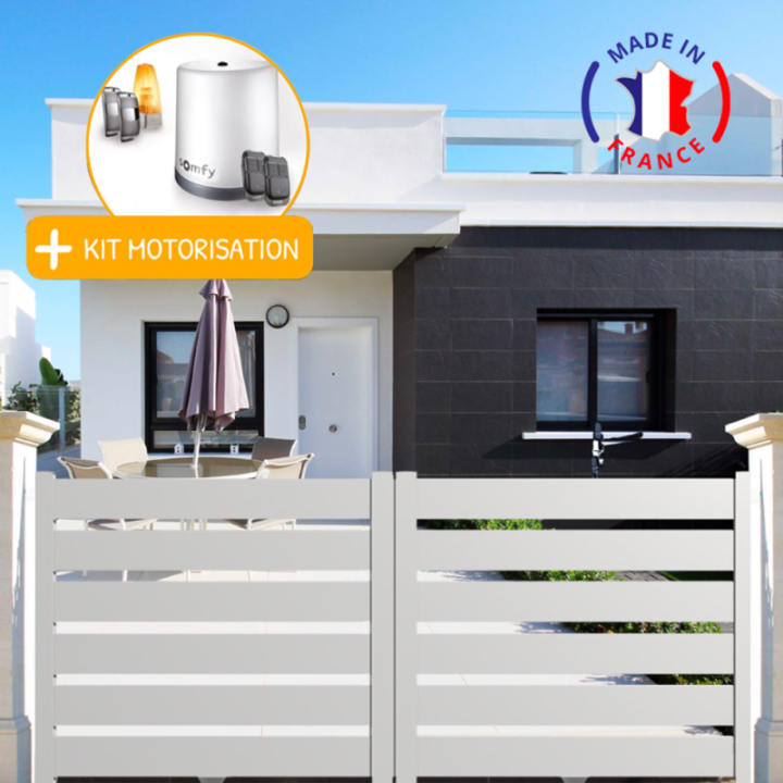 Portail aluminium coulissant SAH en kit + Motorisation - L.3000 (entre piliers) X H.1500 mm