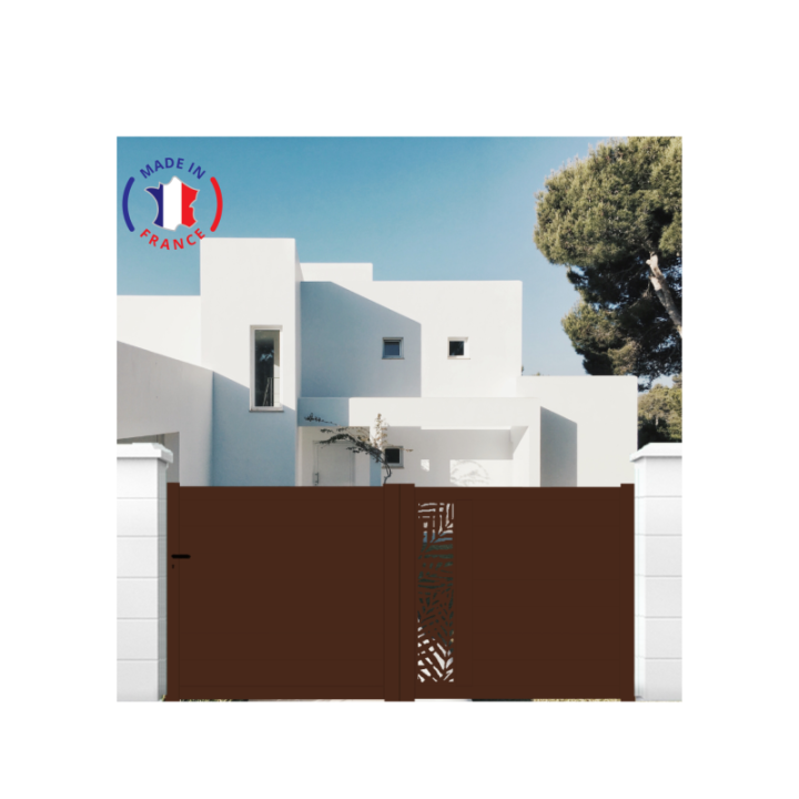 Portail aluminium coulissant découpe laser en kit - L.4000 (entre piliers) X H.1500 mm