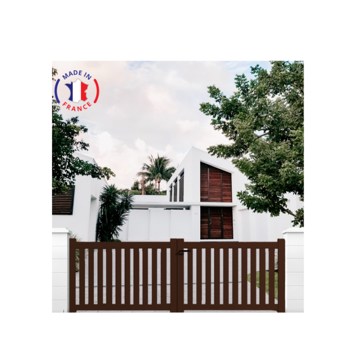 Portail aluminium battant ajouré en kit - L.3000 (entre piliers) X H.1200 mm