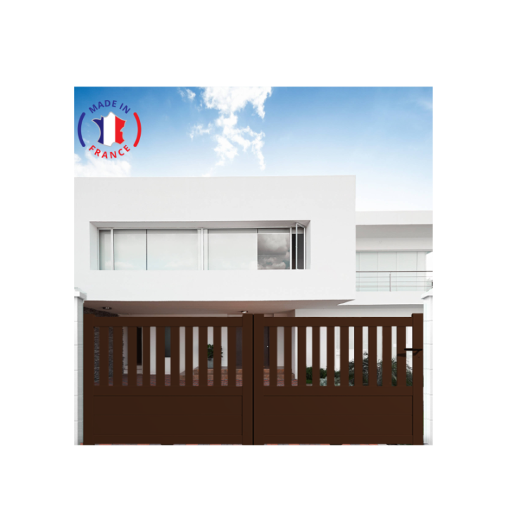 Portail aluminium coulissant semi-ajouré en kit - L.3000 (entre piliers) X H.1300 mm
