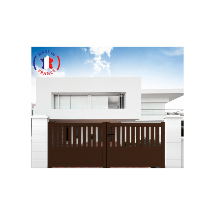 Portail aluminium battant semi-ajouré en kit - L.3000 (entre piliers) X H.1300 mm
