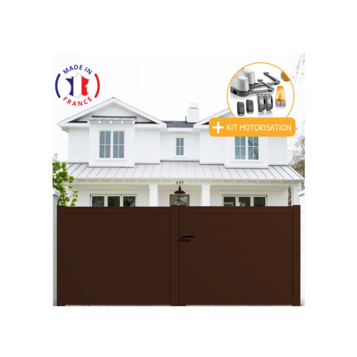 Portail aluminium battant plein en kit + Motorisation