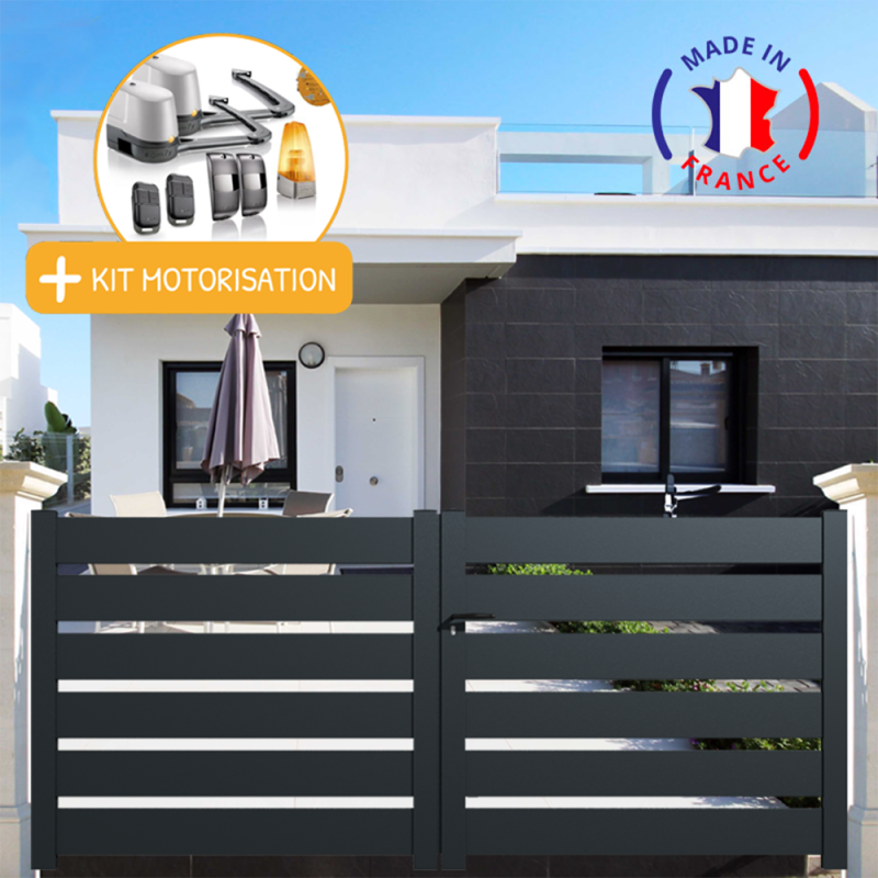 Portail aluminium battant SAH en kit + Motorisation