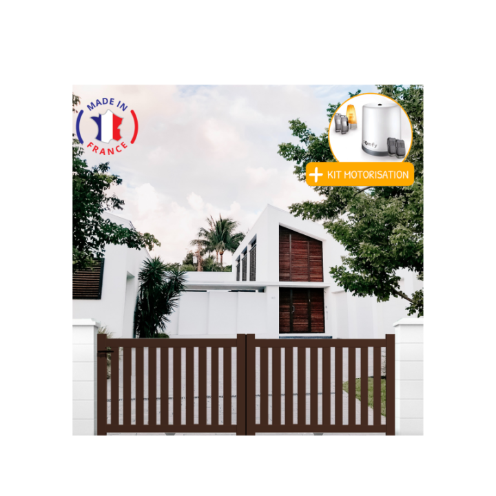 Portail aluminium coulissant ajouré en kit+ Motorisation - L.3000 (entre piliers) X H.1200 mm