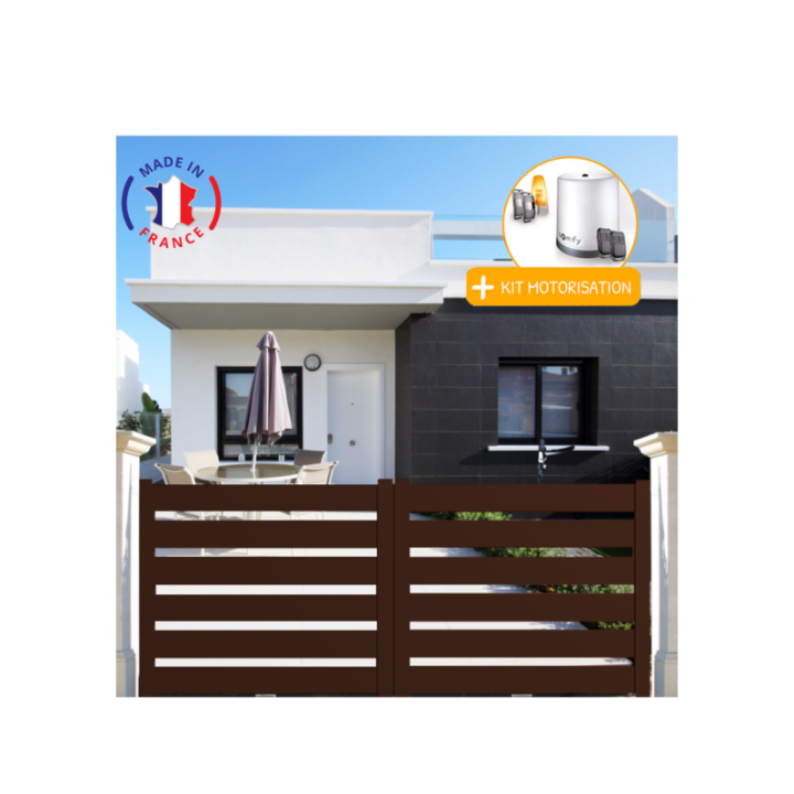 Portail aluminium coulissant SAH en kit + Motorisation - L.3000 (entre piliers) X H.1500 mm