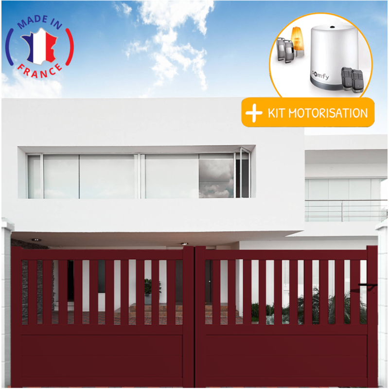 Portail aluminium coulissant semi-ajouré en kit + Motorisation