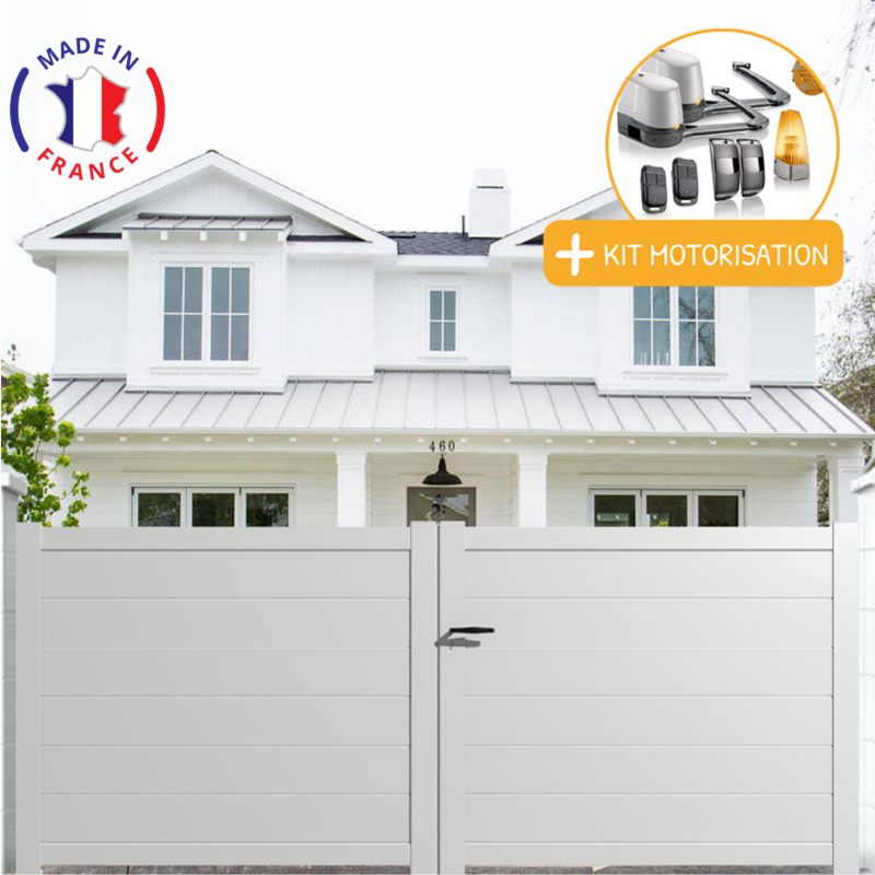 Portail aluminium battant plein en kit + Motorisation