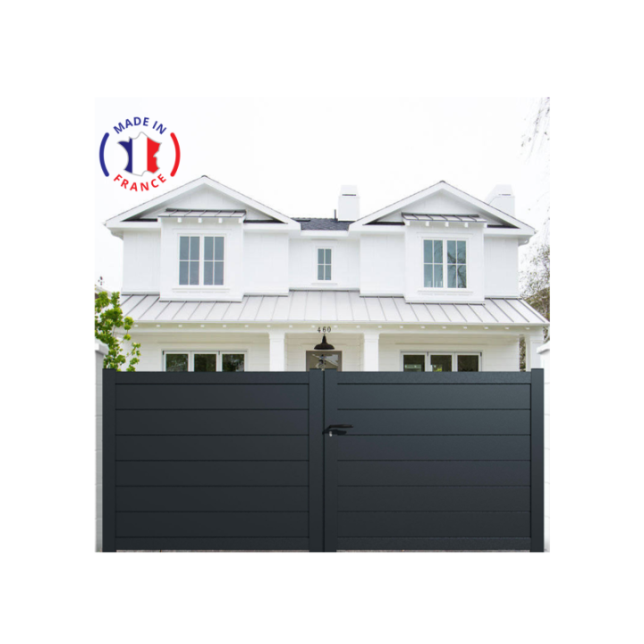 Portail aluminium battant plein en kit - L.3000 (entre piliers) X H.1500 mm
