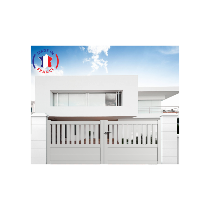 Portail aluminium battant semi-ajouré en kit - L.3000 (entre piliers) X H.1300 mm