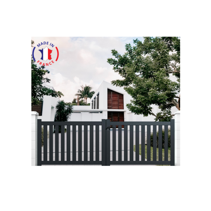 Portail aluminium battant ajouré en kit - L.3000 (entre piliers) X H.1200 mm