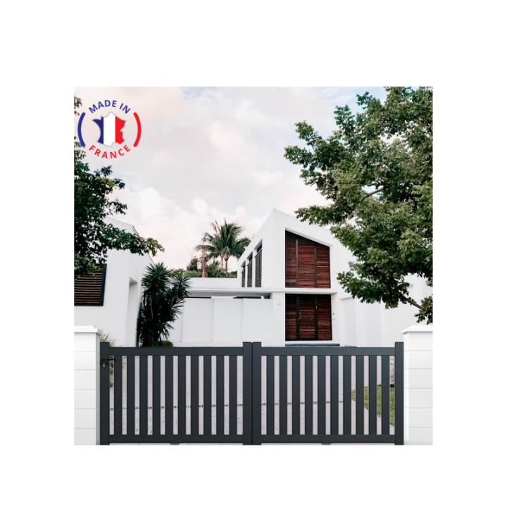 Portail aluminium coulissant ajouré en kit - L.3500 (entre piliers) X H.1200 mm