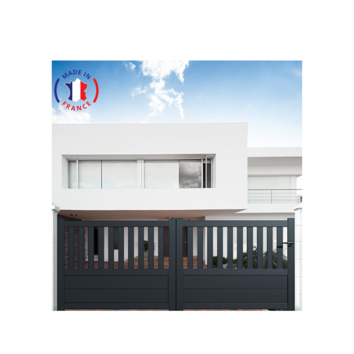 Portail aluminium coulissant semi-ajouré en kit - L.3000 (entre piliers) X H.1300 mm