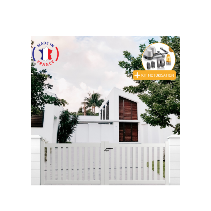 Portail aluminium battant ajouré en kit + Motorisation